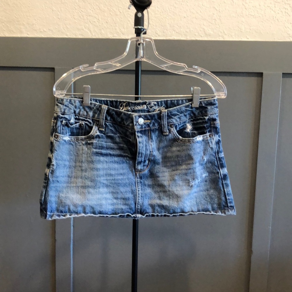 American Eagle denim mini skirt - distressed, size 8